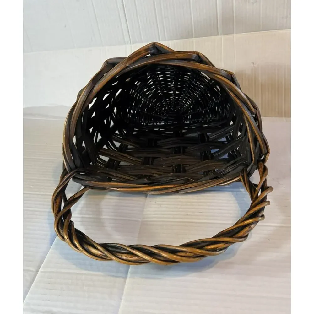 Vintage Basket Wall Hanging Dark Brown